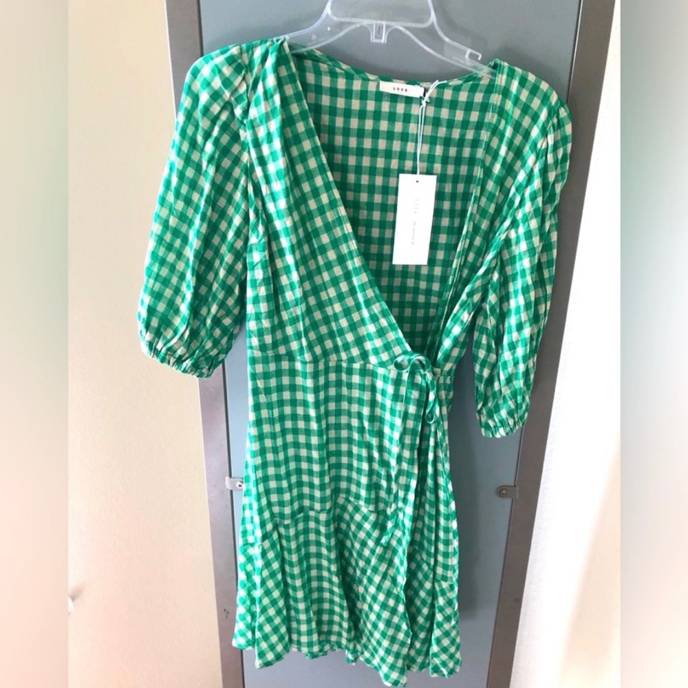Vici gingham wrap dress